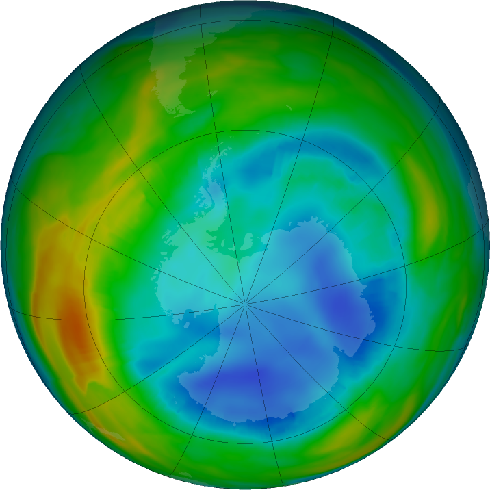 Antarctic ozone map for 05 August 2016